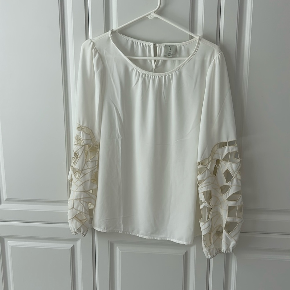 Joie Embroidered white blouse size M